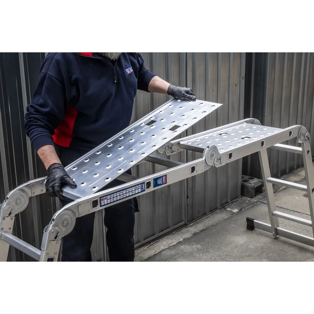 Sealey Aluminium Folding Platform Ladder 4-Way EN 131