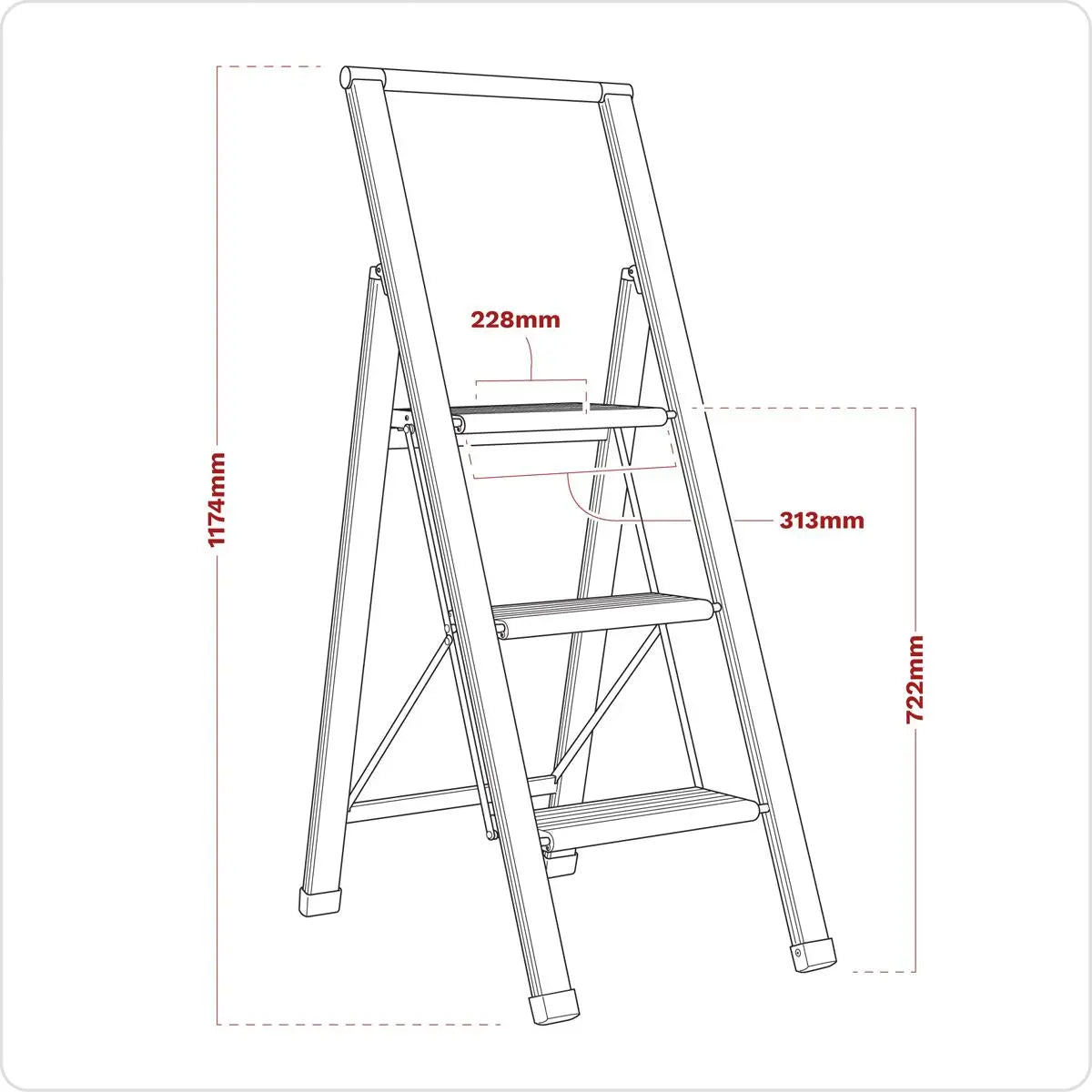 Sealey Aluminium Professional Folding Step Ladder 3-Step 150kg Capacity