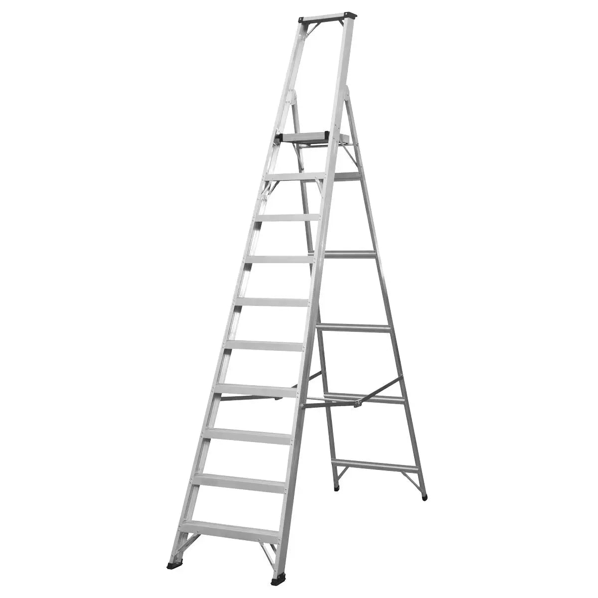 Sealey Aluminium Step Ladder 10-Tread Industrial BS EN 131 White Rose Tools
