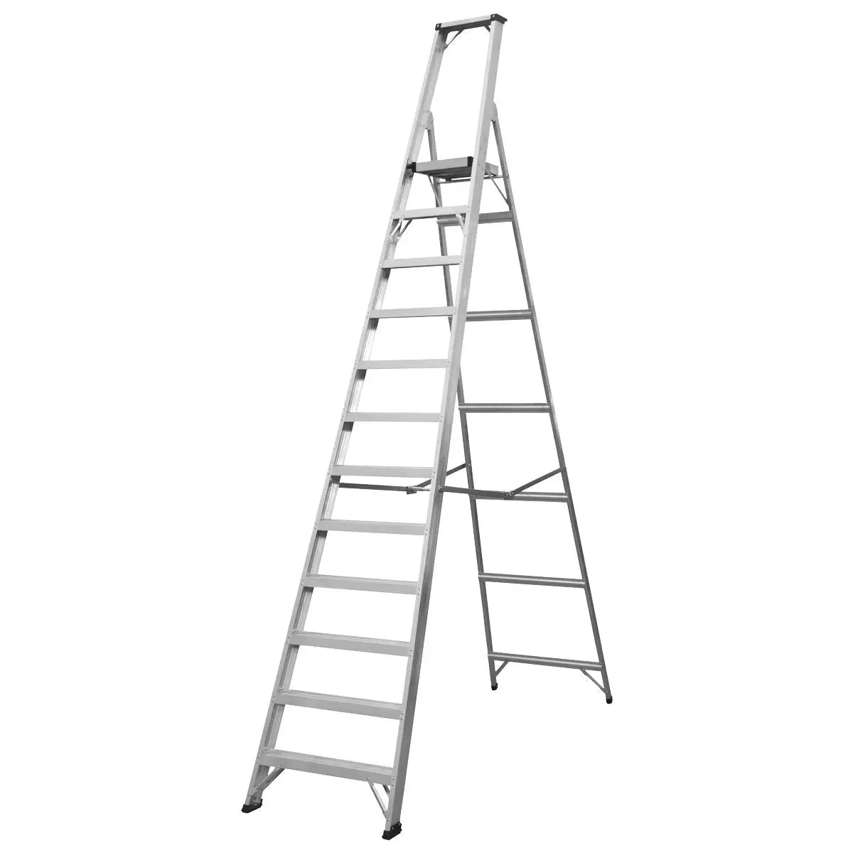 Sealey Aluminium Step Ladder 12-Tread Industrial BS EN 131 White Rose Tools