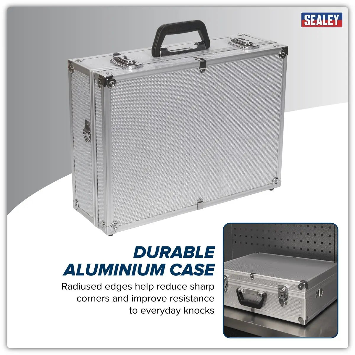 Sealey Aluminium Tool Case with Square Edges White Rose Tools