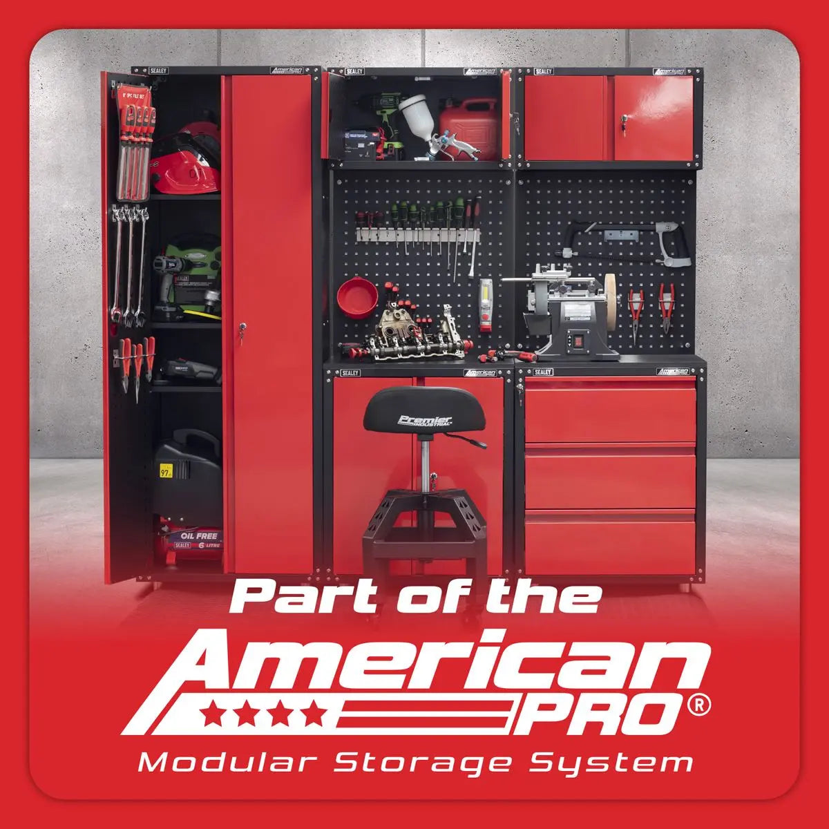 Sealey American Pro Complete Garage Storage System with Mobile Trolley x 2 White Rose Tools