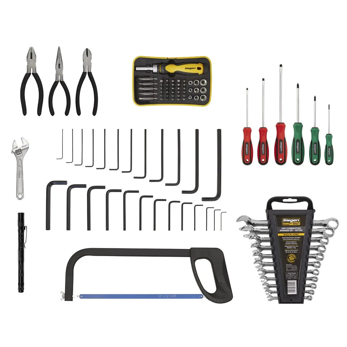 Sealey American Pro Portable Tool Chest 3 Drawer with Ball-Bearing Slides - Red/Grey & 93pc Tool Kit