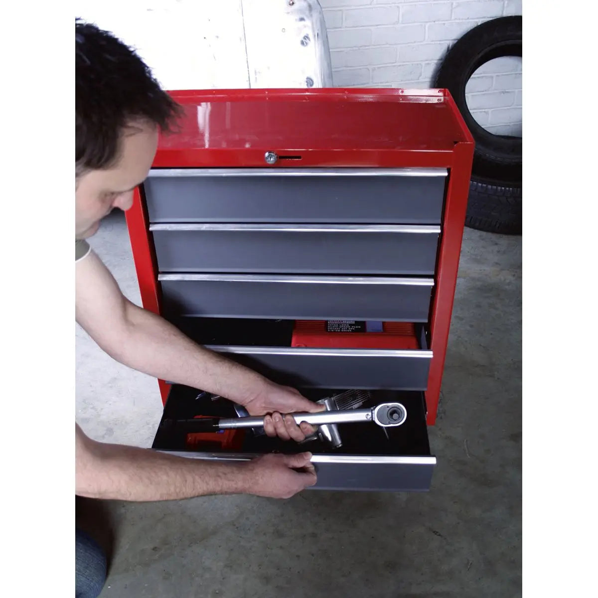 Sealey American Pro Rollcab 5 Drawer with Ball-Bearing Slides - Red/Grey