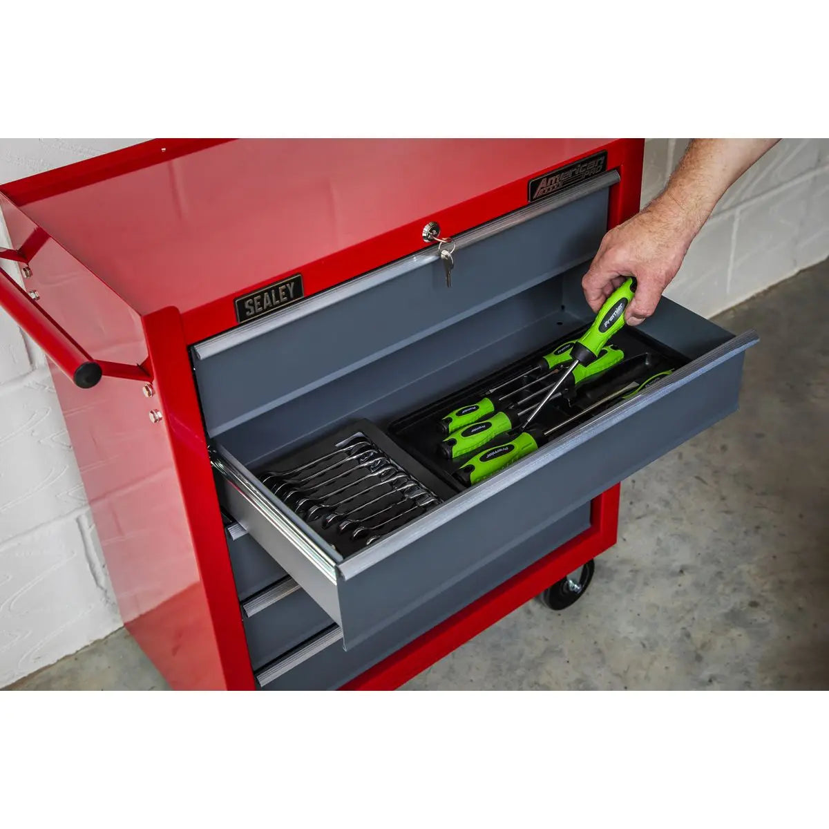 Sealey American Pro Rollcab 5 Drawer with Ball-Bearing Slides - Red/Grey