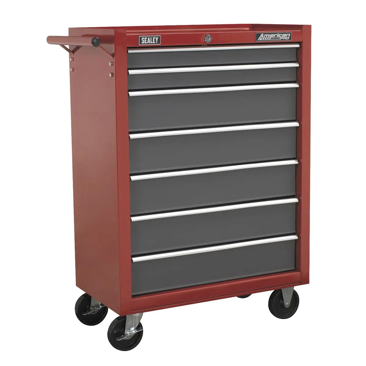 Sealey American Pro Rollcab 7 Drawer with Ball-Bearing Slides - Red/Grey White Rose Tools