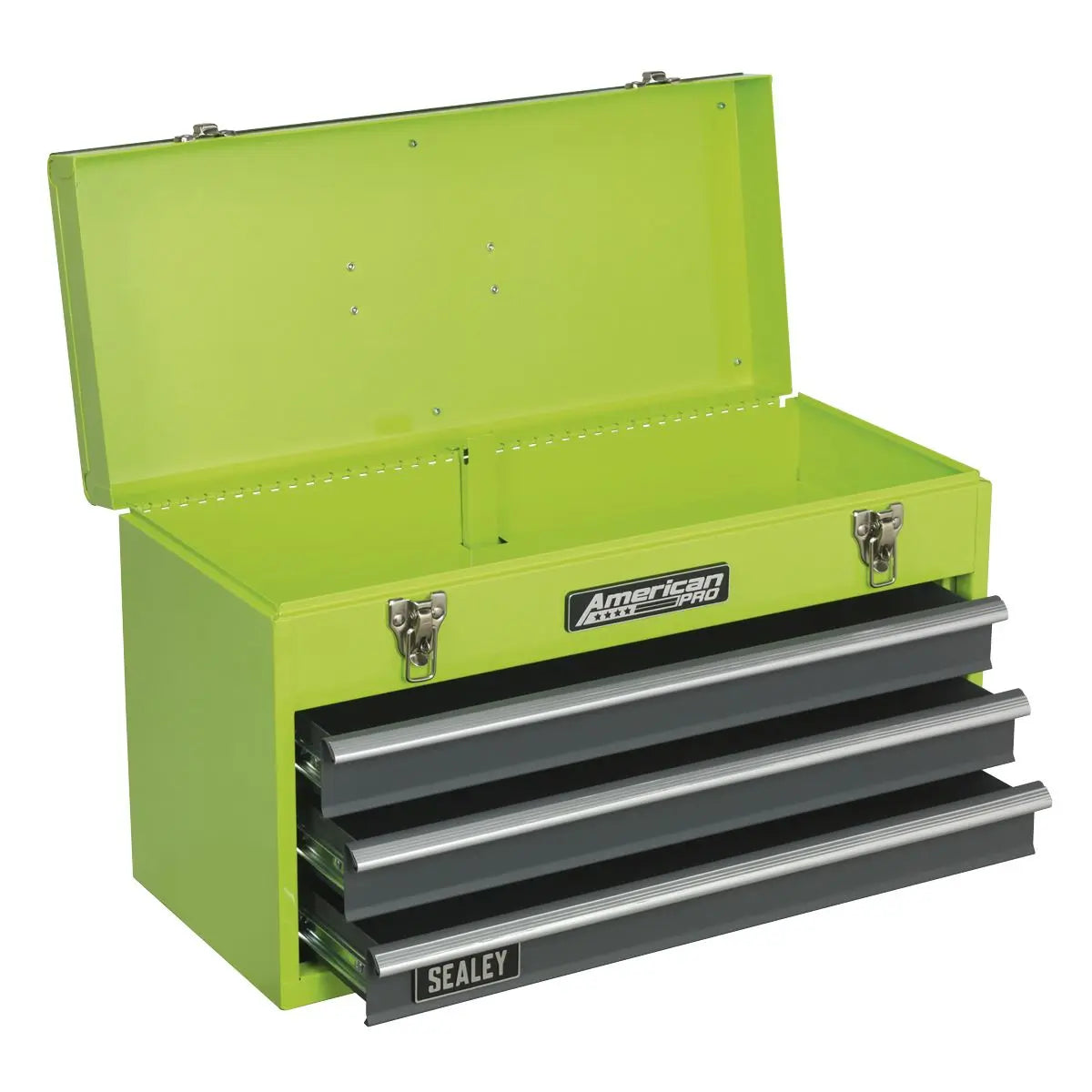 Sealey American Pro Tool Chest 3 Drawer Portable with Ball-Bearing Slides - Green/Grey