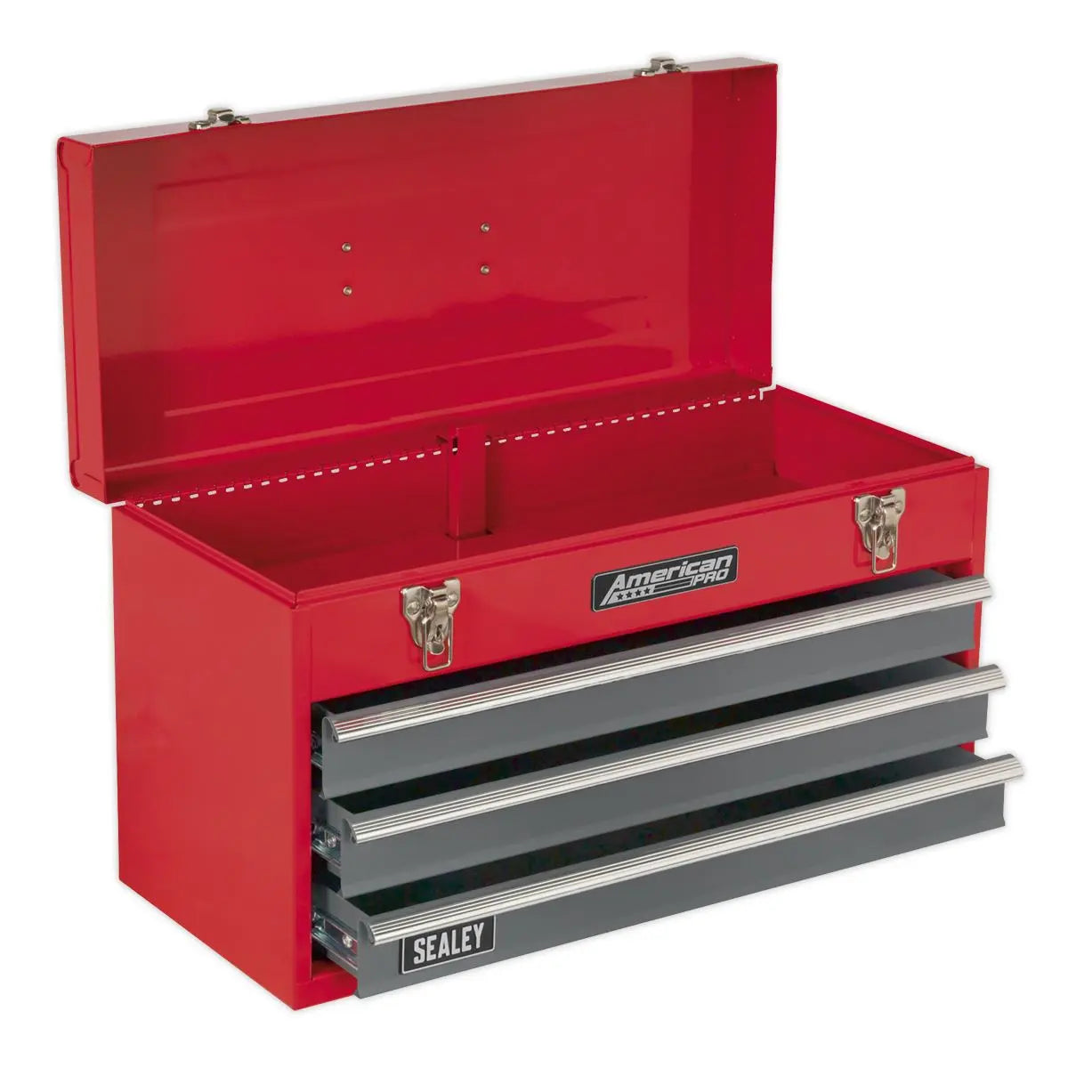 Sealey American Pro Tool Chest 3 Drawer Portable with Ball-Bearing Slides - Red/Grey
