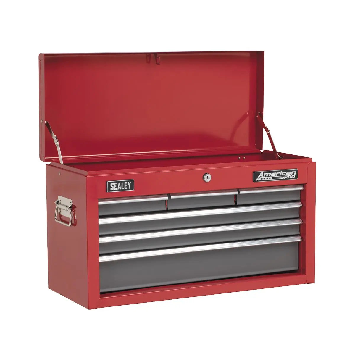 Sealey American Pro Topchest 6 Drawer with Ball-Bearing Slides - Red/Grey & 98pc Tool Kit