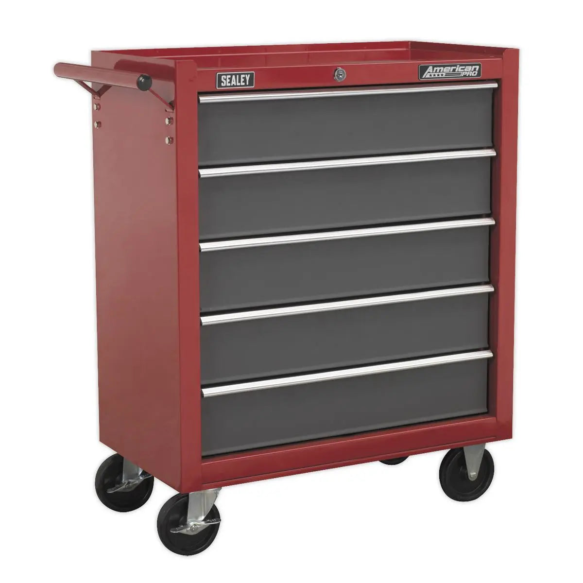 Sealey American Pro Topchest & Rollcab Combination 14 Drawer with Ball-Bearing Slides - Red/Grey & 281pc Tool Kit