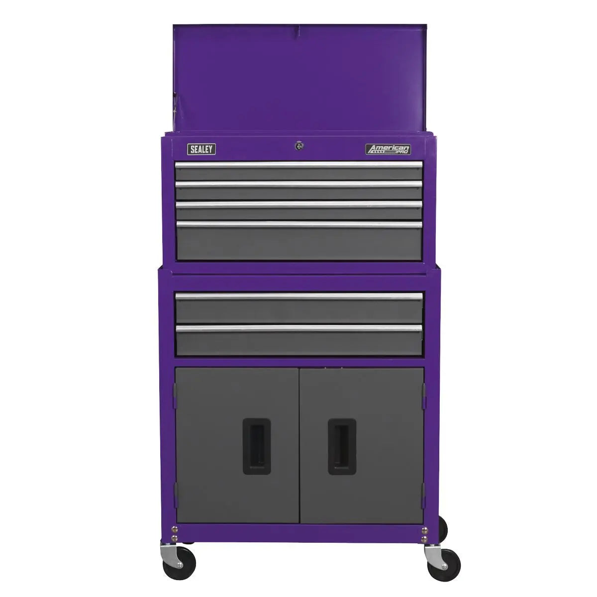 Sealey American Pro Topchest & Rollcab Combination 6 Drawer with Ball-Bearing Slides - Purple/Grey