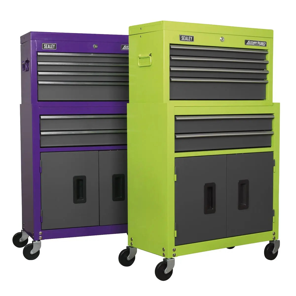 Sealey American Pro Topchest & Rollcab Combination 6 Drawer with Ball-Bearing Slides - Purple/Grey
