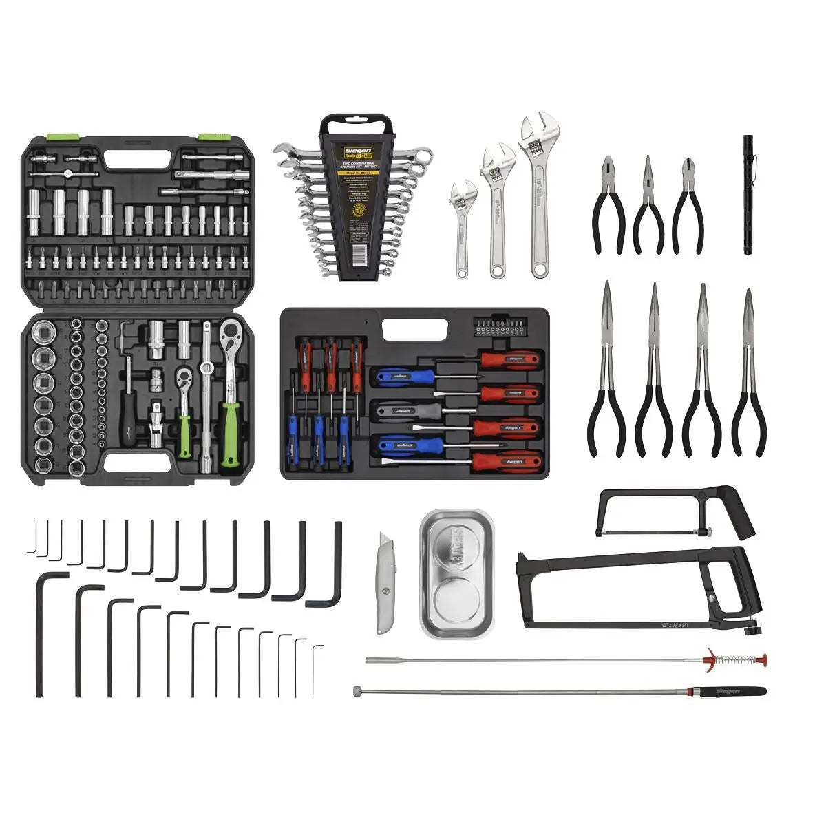 Sealey American Pro Topchest & Rollcab Combination 6 Drawer with Ball-Bearing Slides - Red/Grey & 170pc Tool Kit