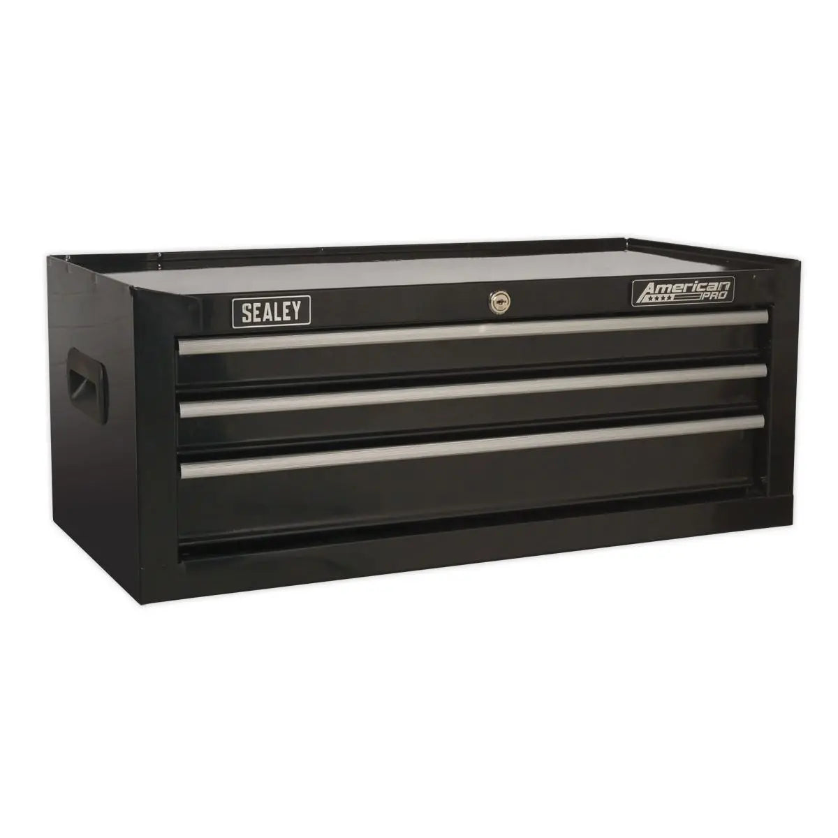 Sealey American Pro Topchest, Mid-Box Tool Chest & Rollcab 14 Drawer Stack - Black