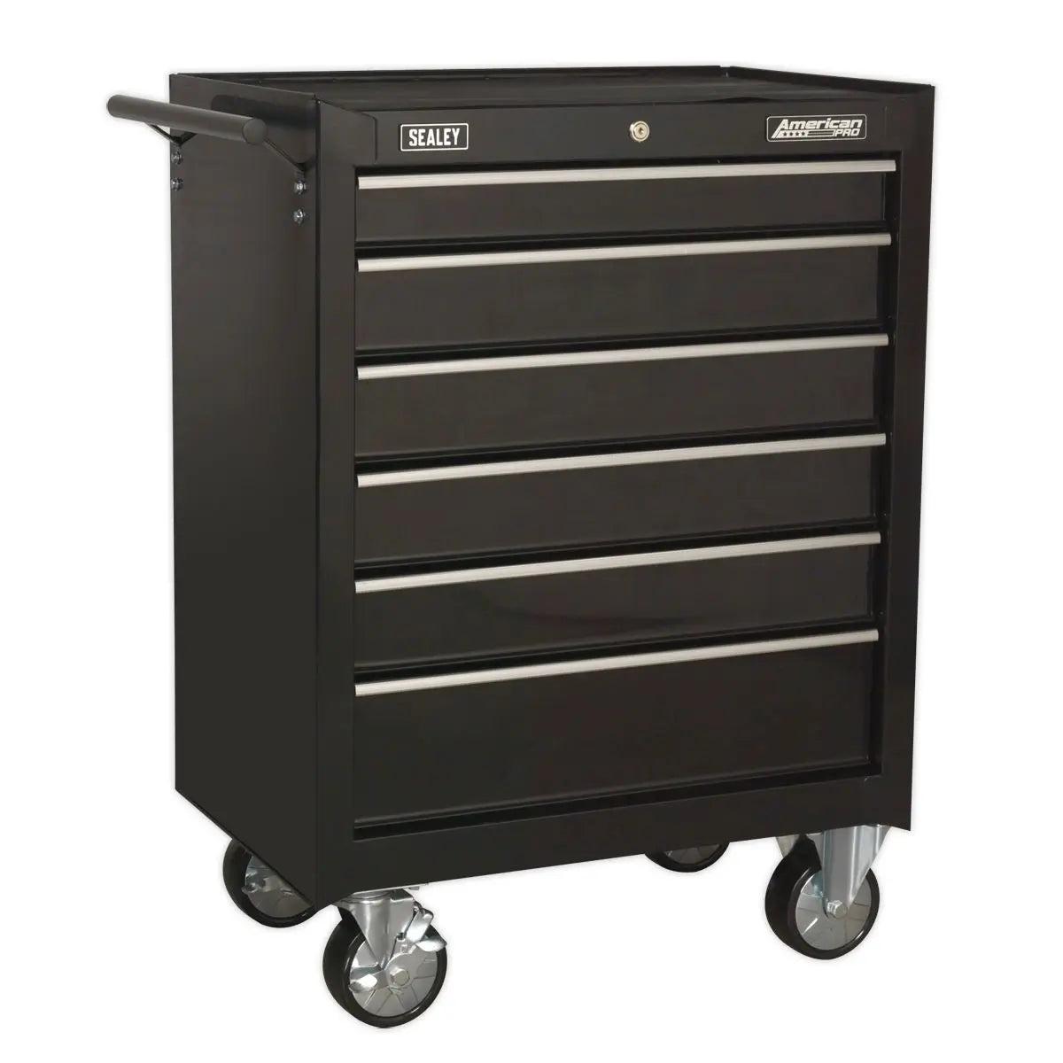 Sealey American Pro Topchest, Mid-Box Tool Chest & Rollcab 14 Drawer Stack - Black