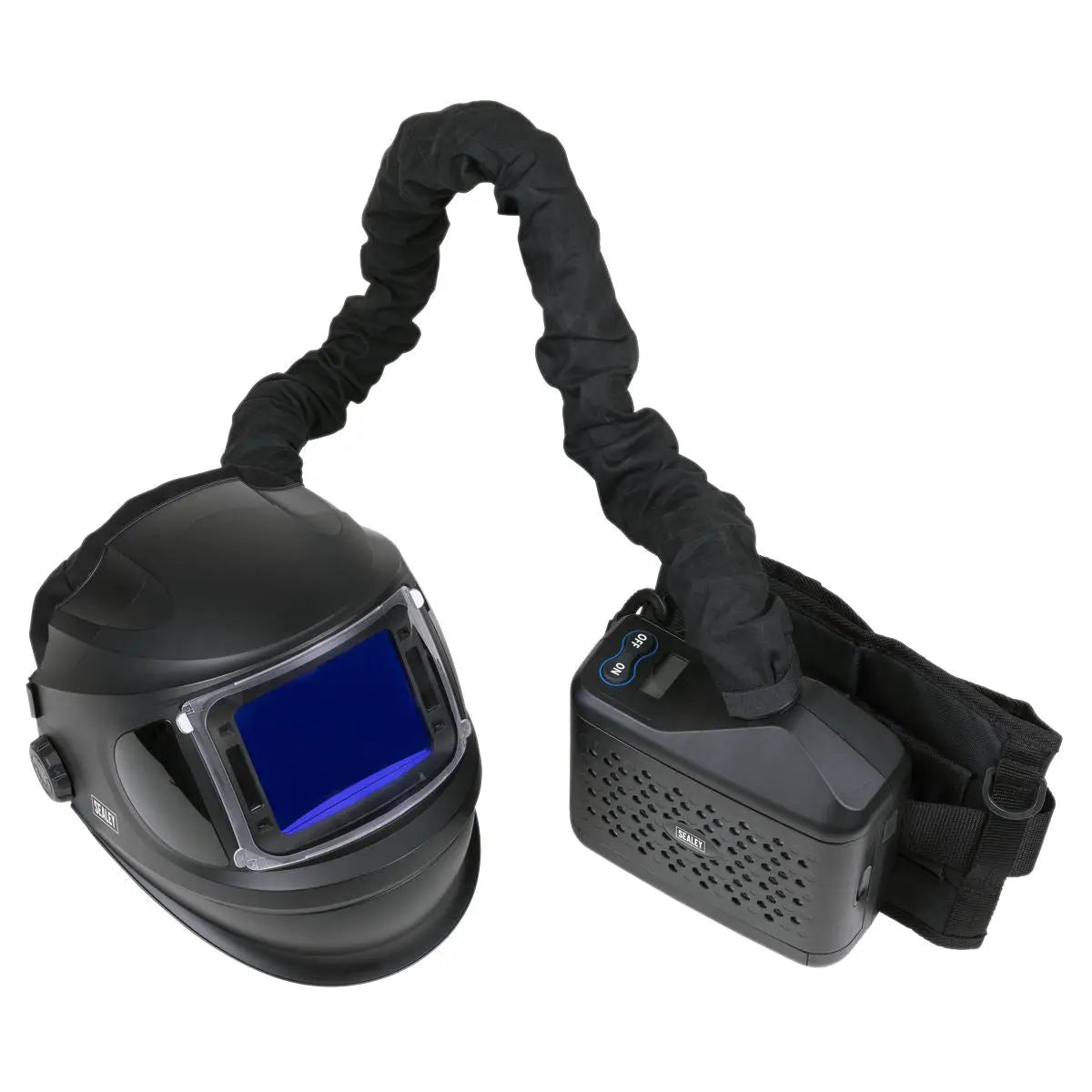 Sealey Auto Darkening Welding Helmet with TH3 Powered Air Purifying Respirator (PAPR) White Rose Tools