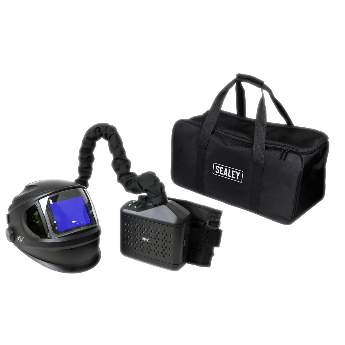 Sealey Auto Darkening Welding Helmet with TH3 Powered Air Purifying Respirator (PAPR) White Rose Tools