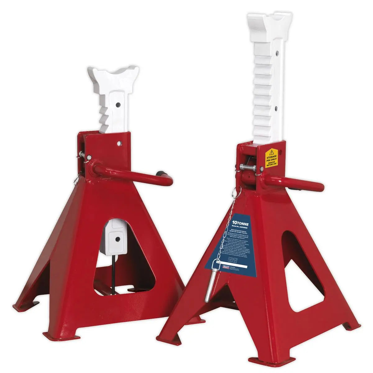 Sealey Auto Rise Ratchet Axle Stands (Pair) 10 Tonne Capacity per Stand - White Rose Tools