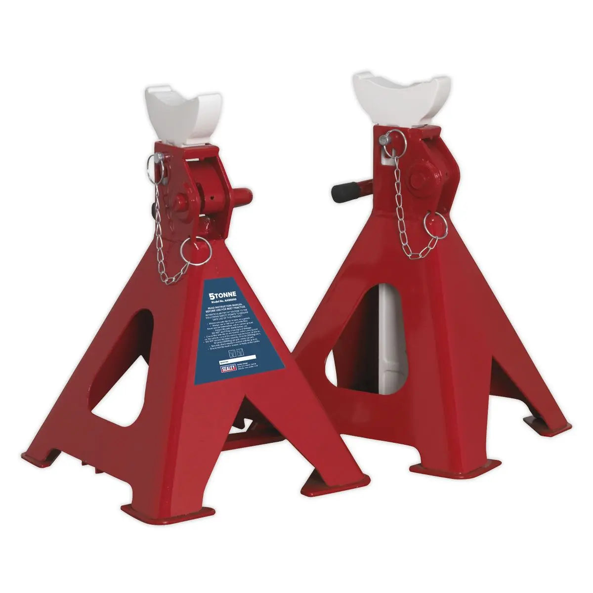 Sealey Auto Rise Ratchet Axle Stands (Pair) 5 Tonne Capacity per Stand - White Rose Tools