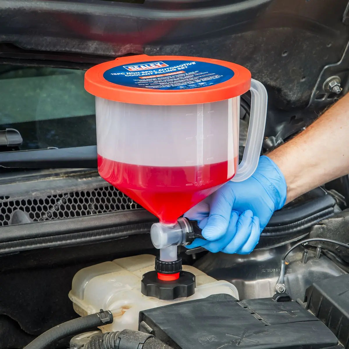 Sealey Automotive Coolant Filling Set Non-Spill 15pc White Rose Tools