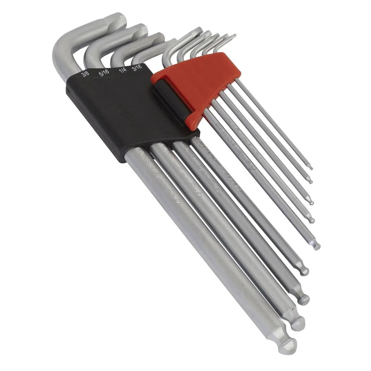 Sealey Ball End Hex Key Set Lock On 9 Piece 1/16"-3/8" Imperial Premier