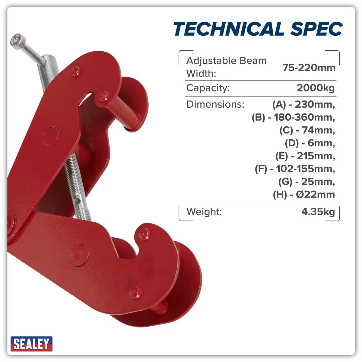 Sealey Beam Clamp 2 Tonne White Rose Tools