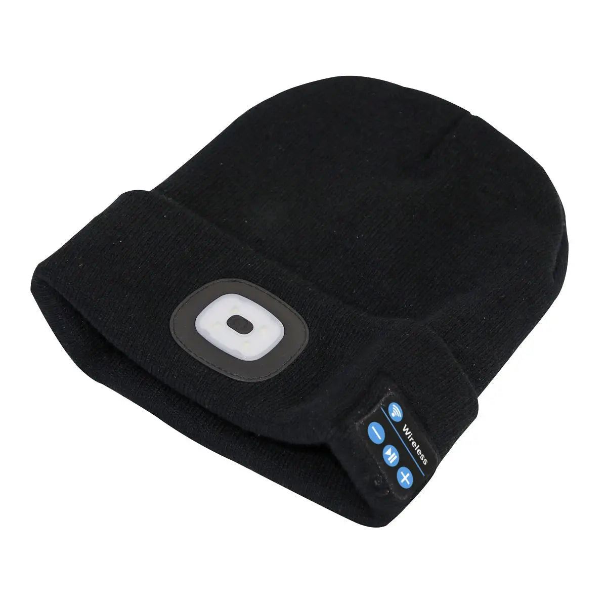 Sealey Beanie Hat 4 SMD LED Head Light with Wireless Headphones USB Rechargeable