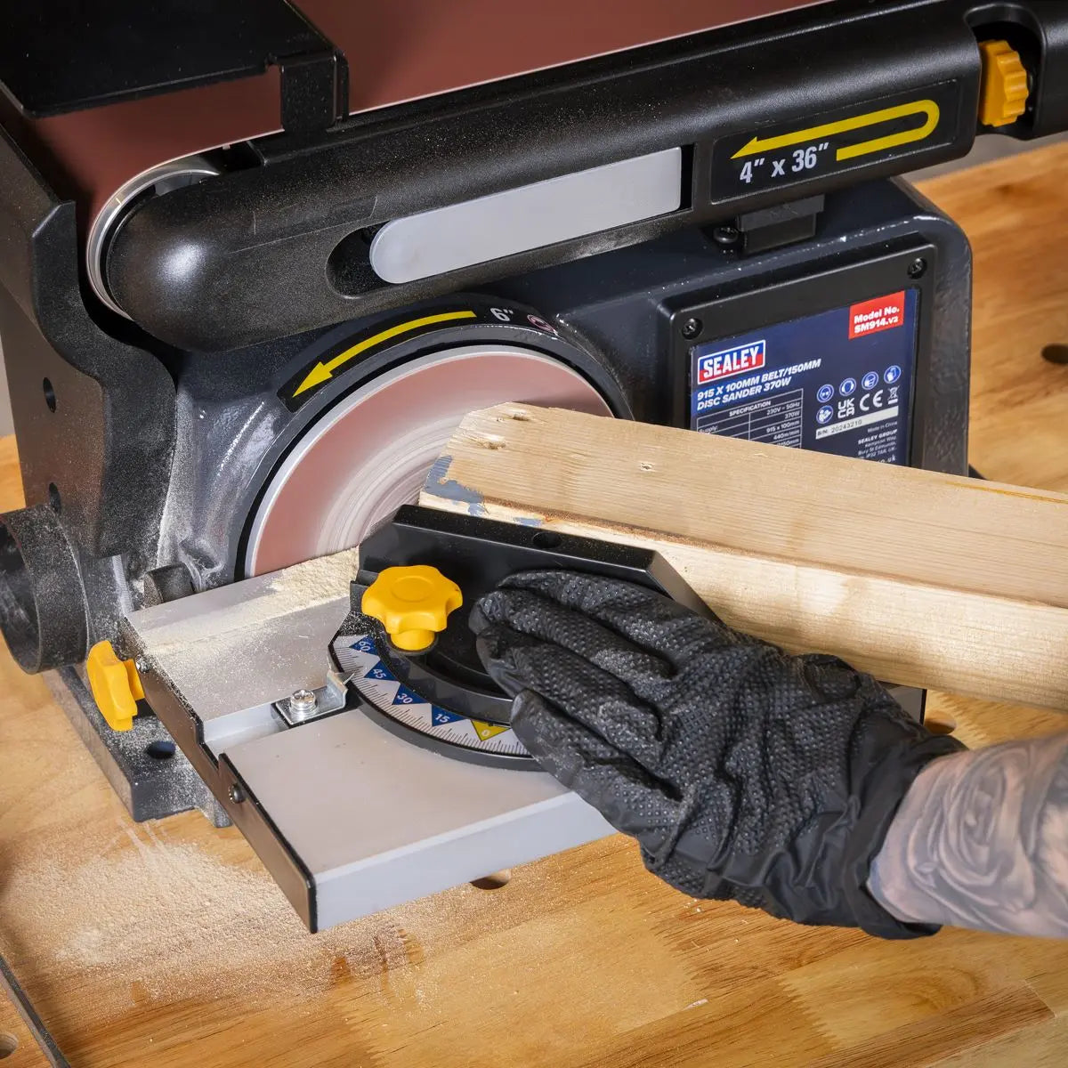 Sealey Belt/Disc Sander 915 x 100mm/Ø150mm 370W/230V White Rose Tools