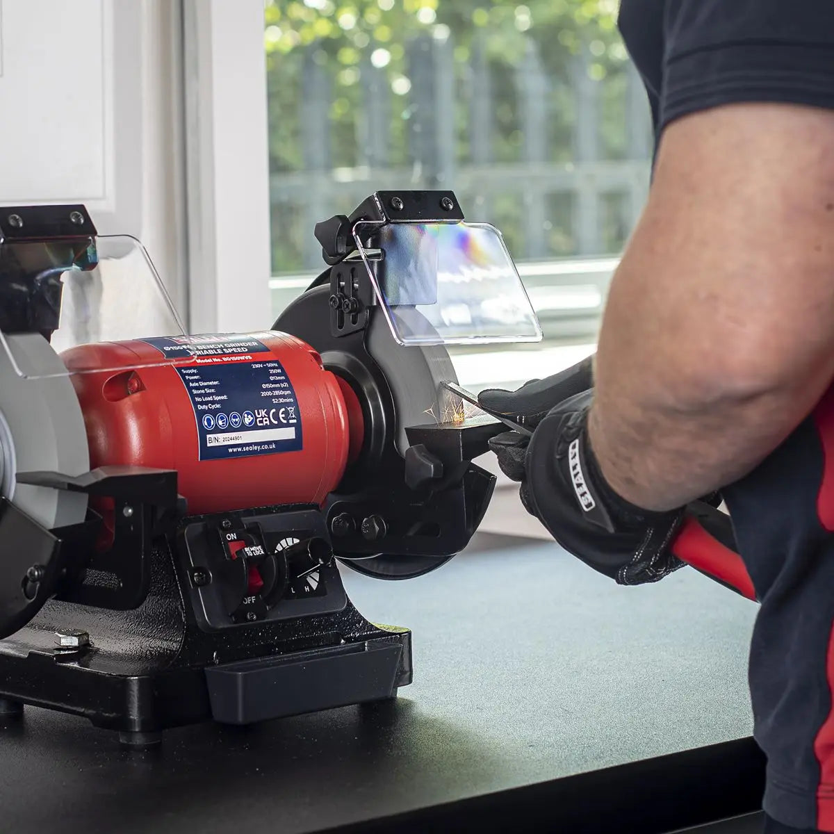 Sealey Bench Grinder Ø150mm Variable Speed White Rose Tools