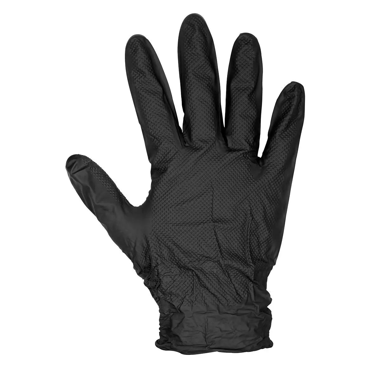 Sealey Black Diamond Grip Extra-Thick Nitrile Powder-Free Gloves Large - Pack of 50