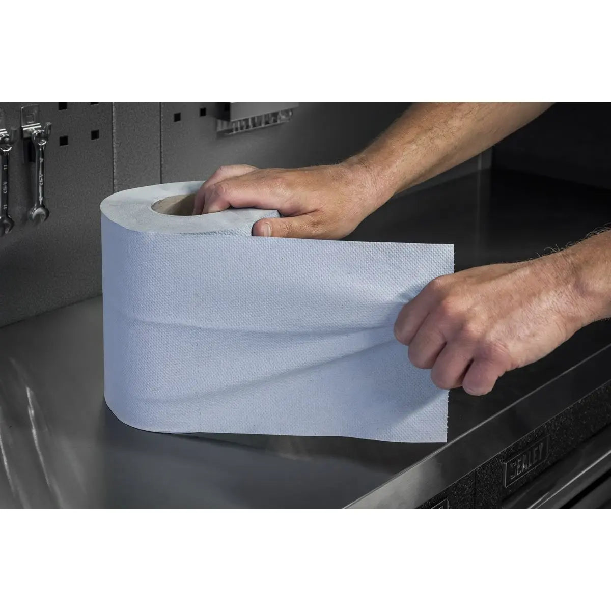 Sealey Blue Embossed 2-Ply Paper Roll 60m - Pack of 6  White Rose Tools