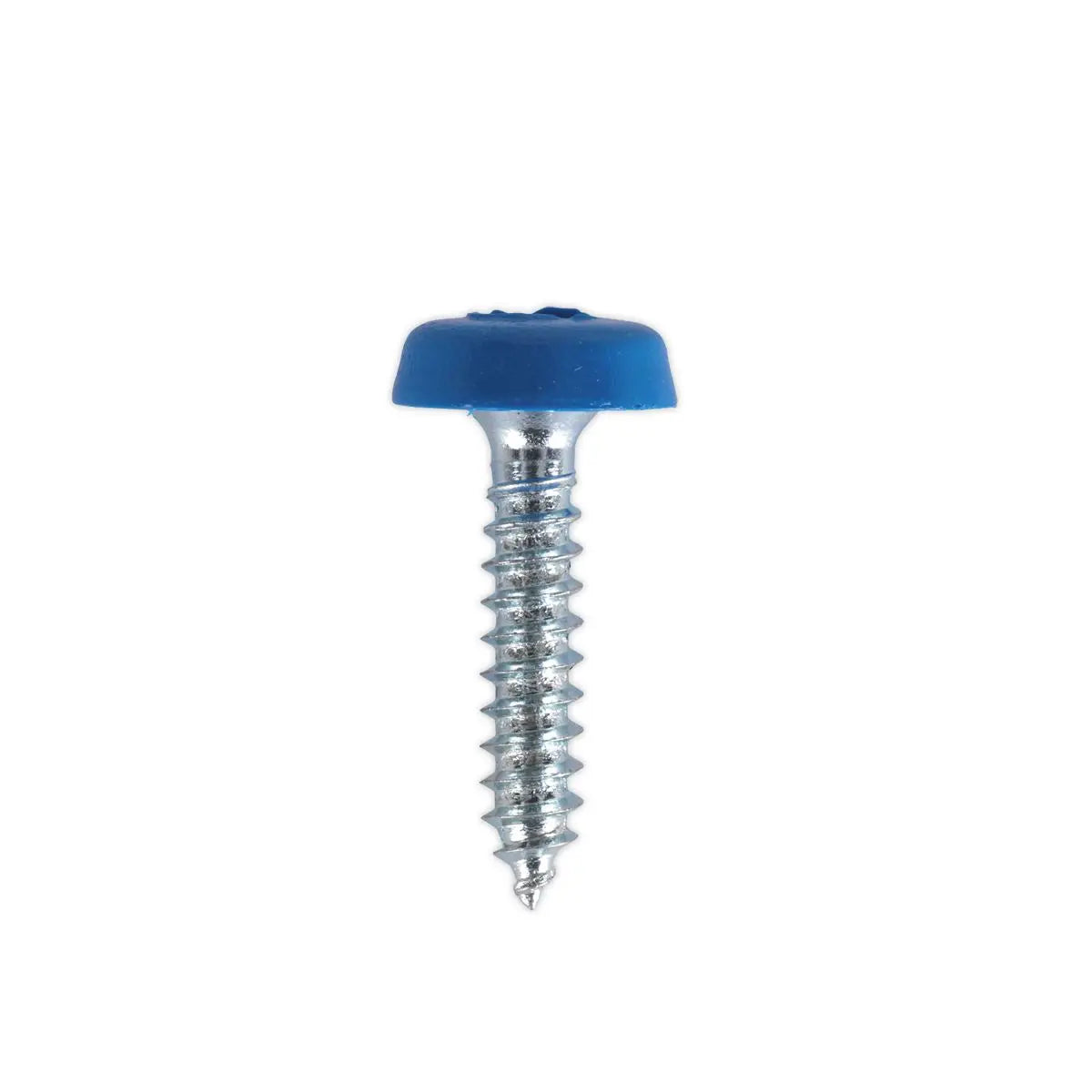 Sealey Blue Number Plate Screw Plastic Enclosed Head 4.8 x 24mm - Pack of 50