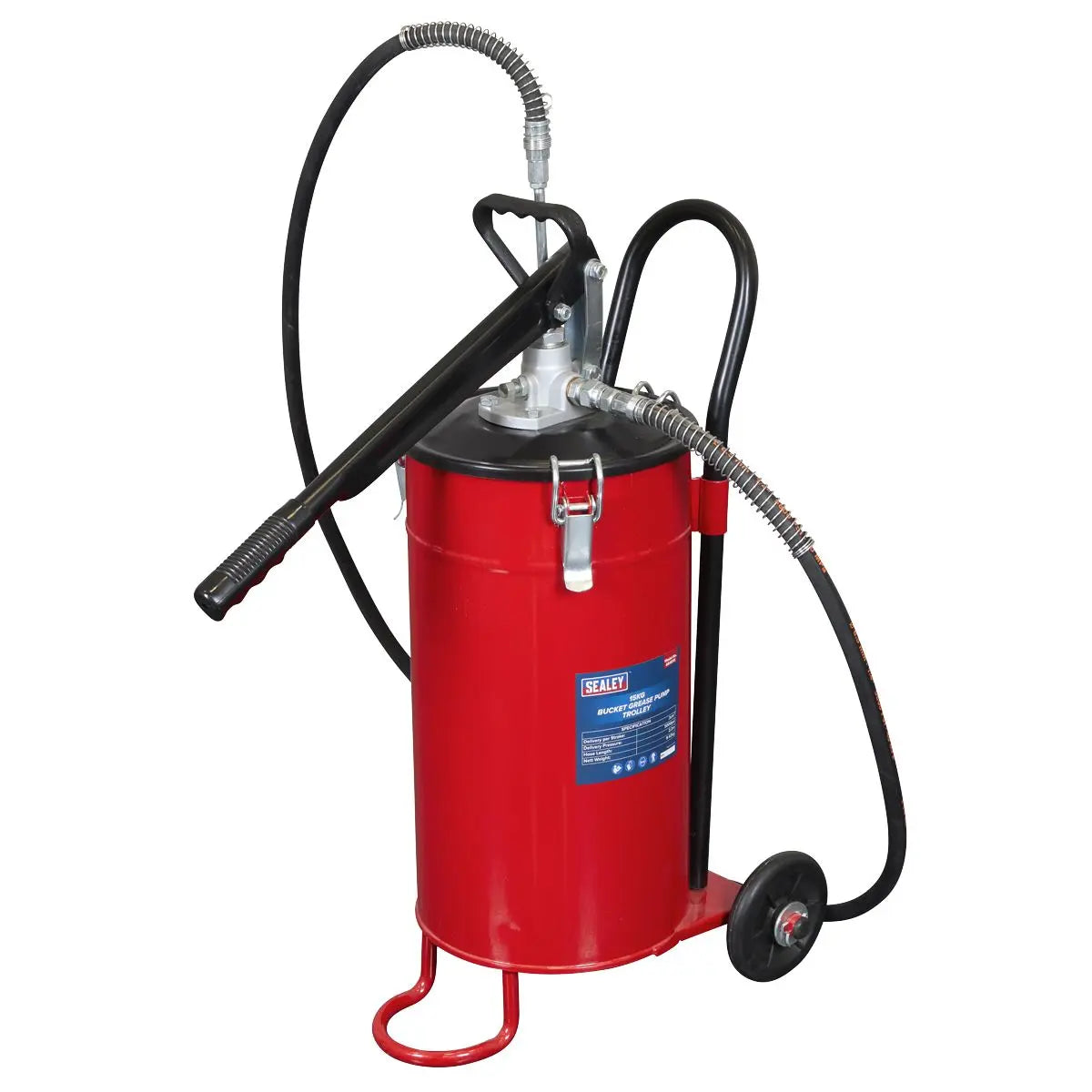 Sealey Bucket Grease Pump Trolley 15kg White Rose Tools