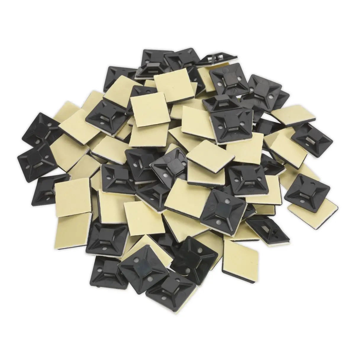 Sealey Cable Tie Mount Self Adhesive 25 x 25mm Black Pack of 100