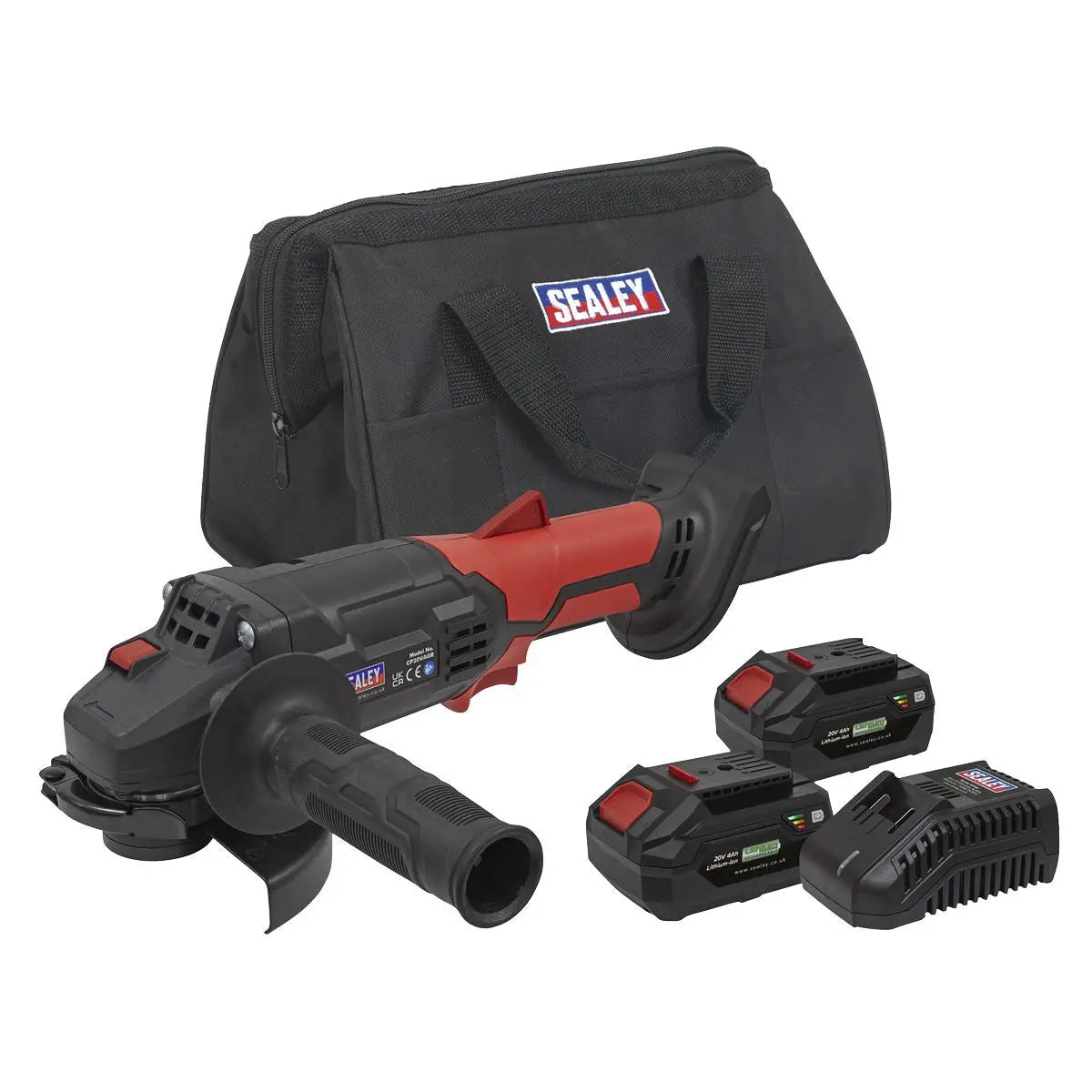 Sealey Cordless Angle Grinder Kit Ø115mm 20V 4Ah SV20 Series - 2 Batteries