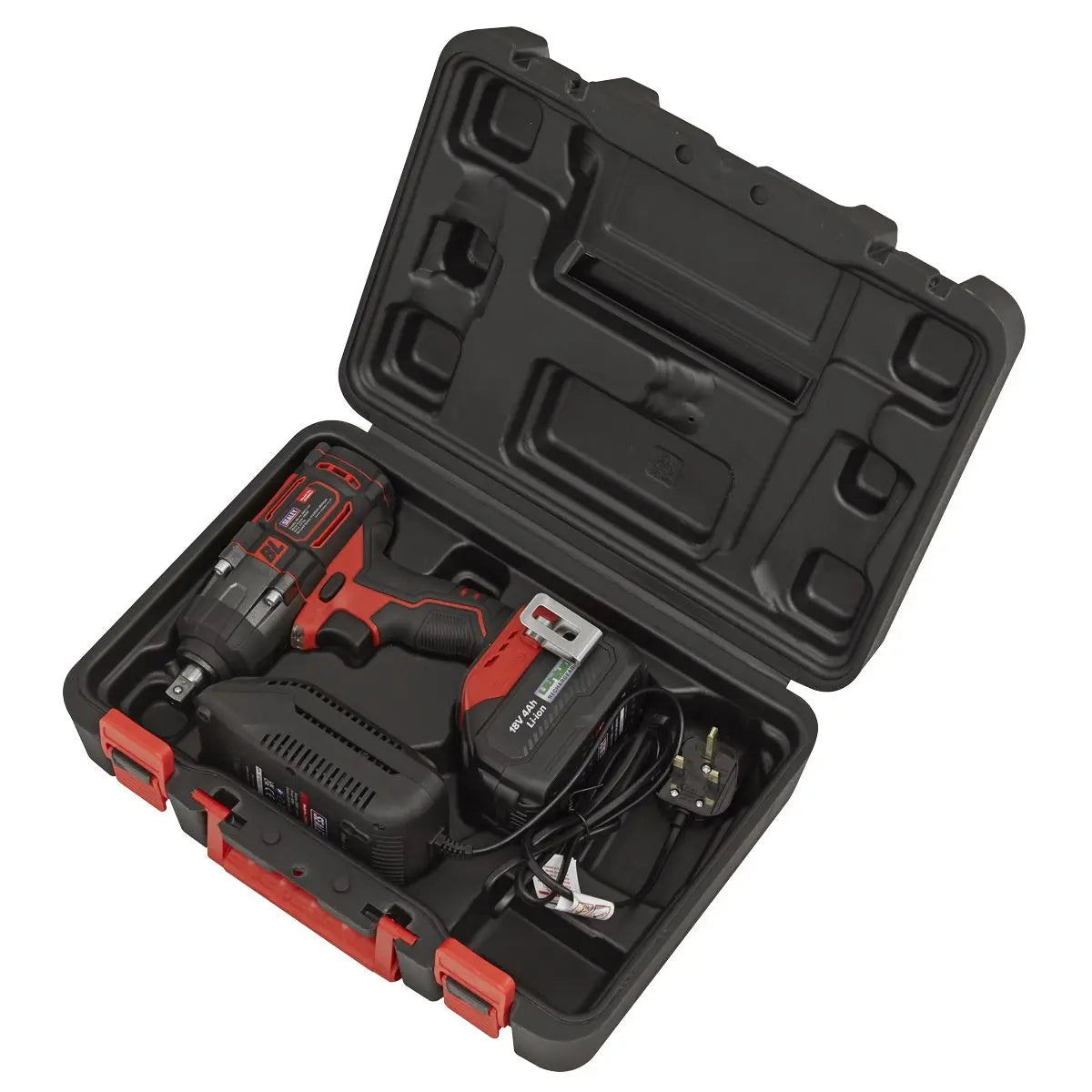 Sealey Cordless Brushless Impact Wrench 18V 4Ah Lithium-ion 1/2"Sq Drive White Rose Tools