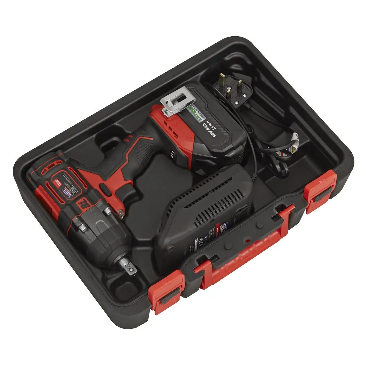 Sealey Cordless Brushless Impact Wrench 18V 4Ah Lithium-ion 1/2"Sq Drive White Rose Tools