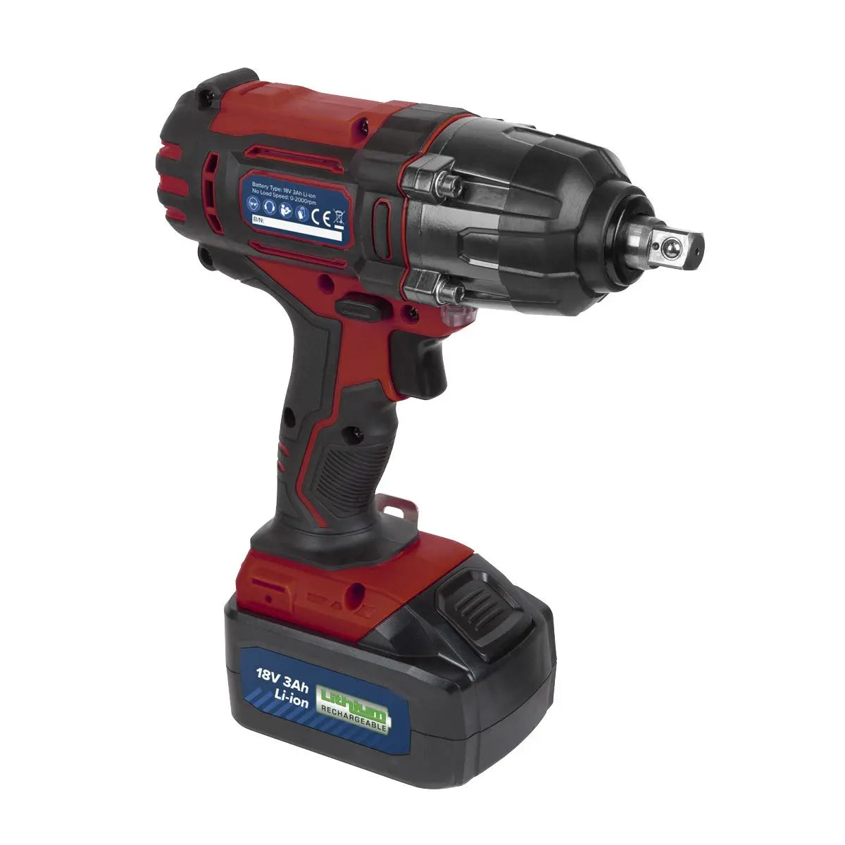 Sealey Cordless Impact Wrench 18V 3Ah Lithium-ion 1/2"Sq Drive