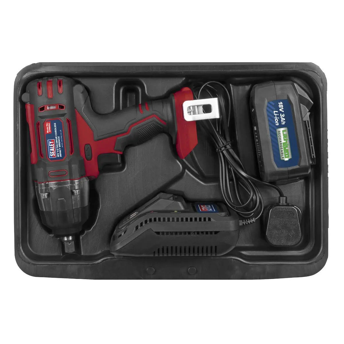Sealey Cordless Impact Wrench 18V 3Ah Lithium-ion 1/2"Sq Drive
