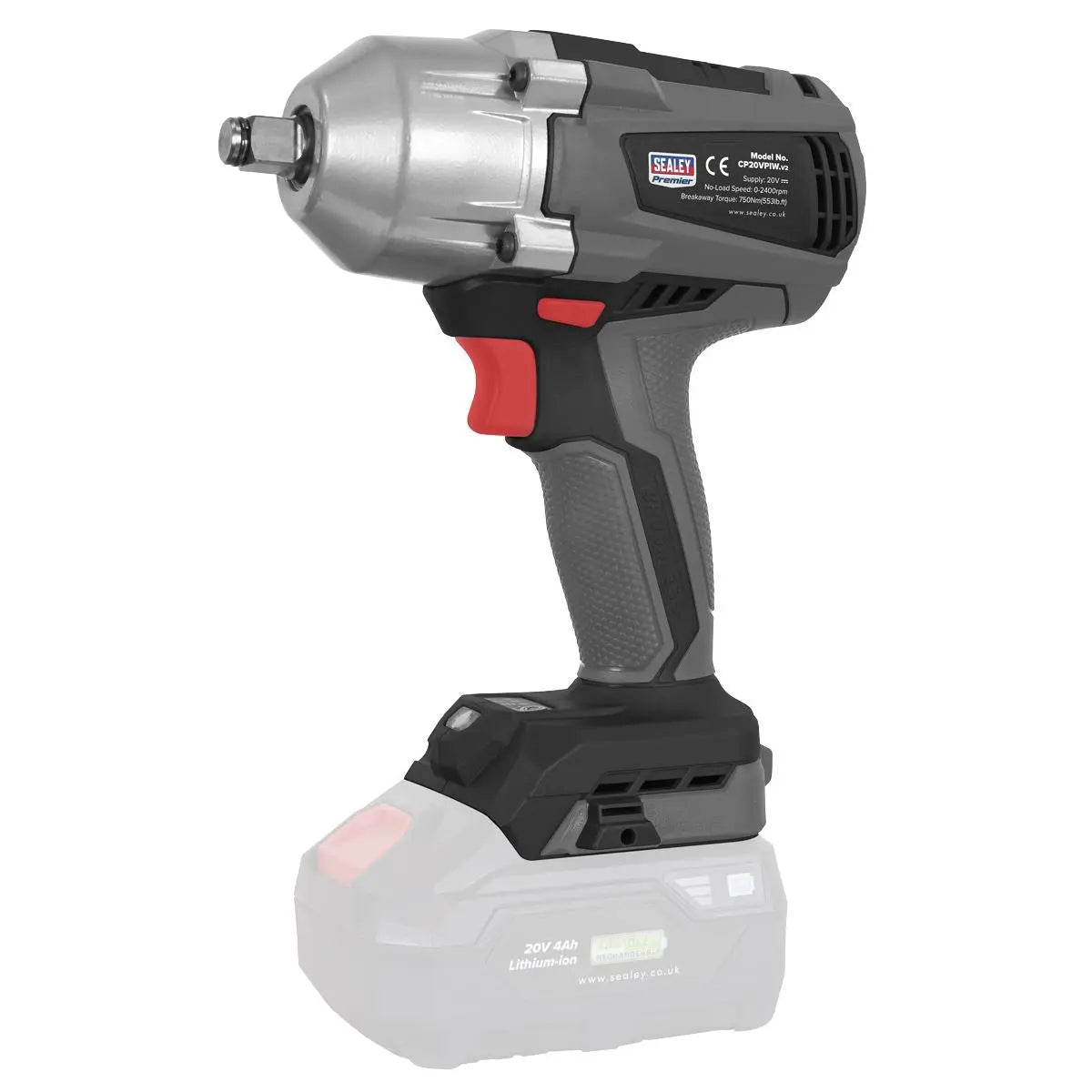 Sealey Cordless Impact Wrench 20V 1/2" Drive Brushless 700Nm Body Only