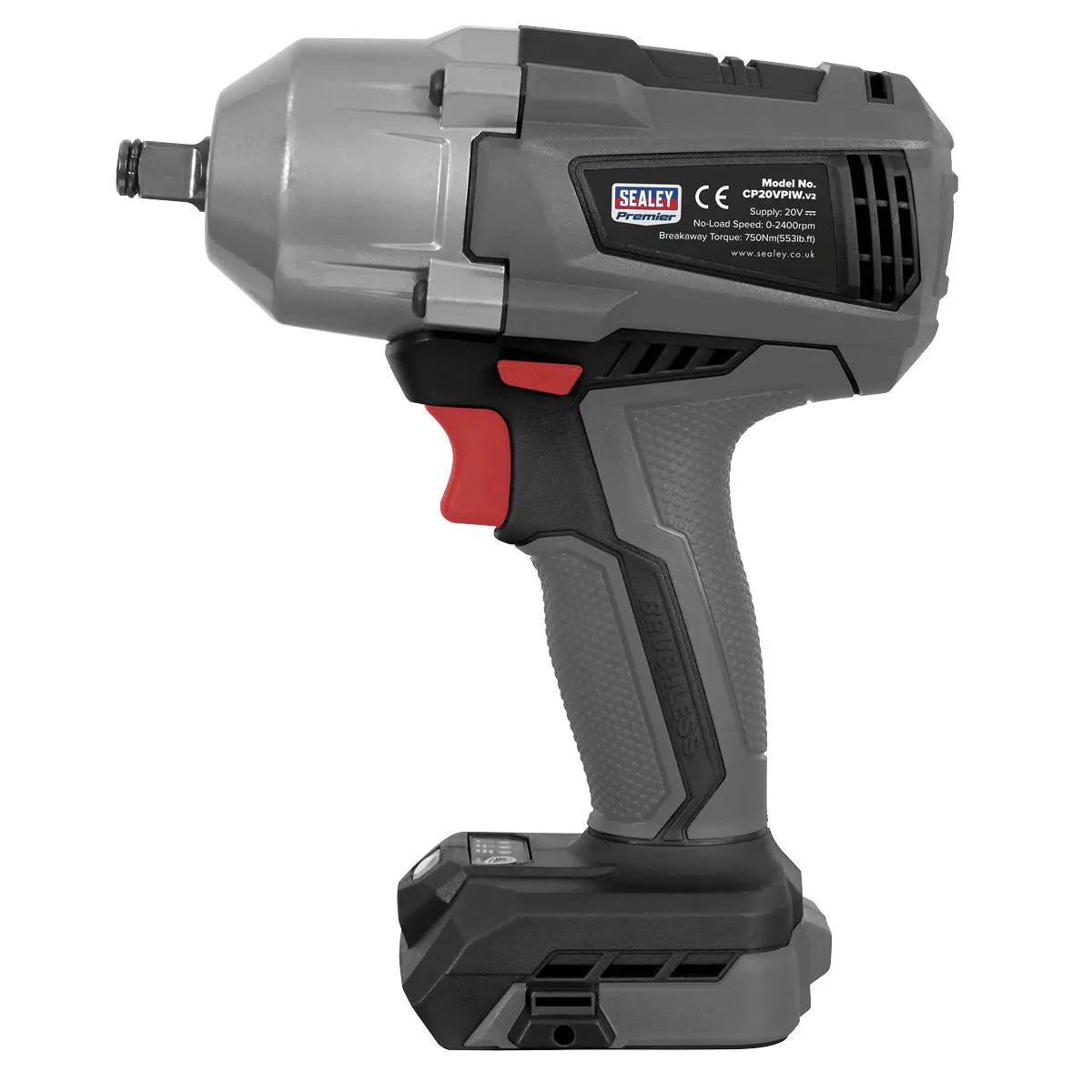 Sealey Cordless Impact Wrench 20V 1/2" Drive Brushless 700Nm Body Only
