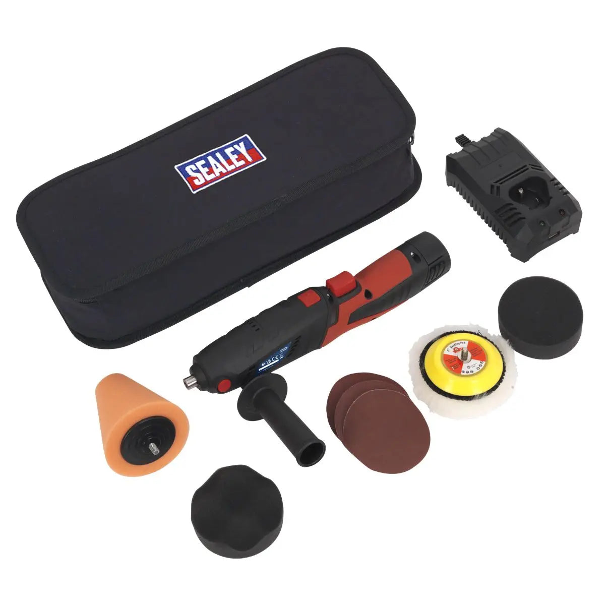 Sealey Cordless Mini Sander Polisher Kit 75mm 12V Lithium-ion