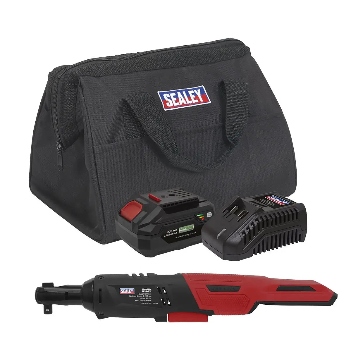 Sealey Cordless Ratchet Wrench Kit 3/8"Sq Drive 60Nm 20V 4Ah SV20 Series