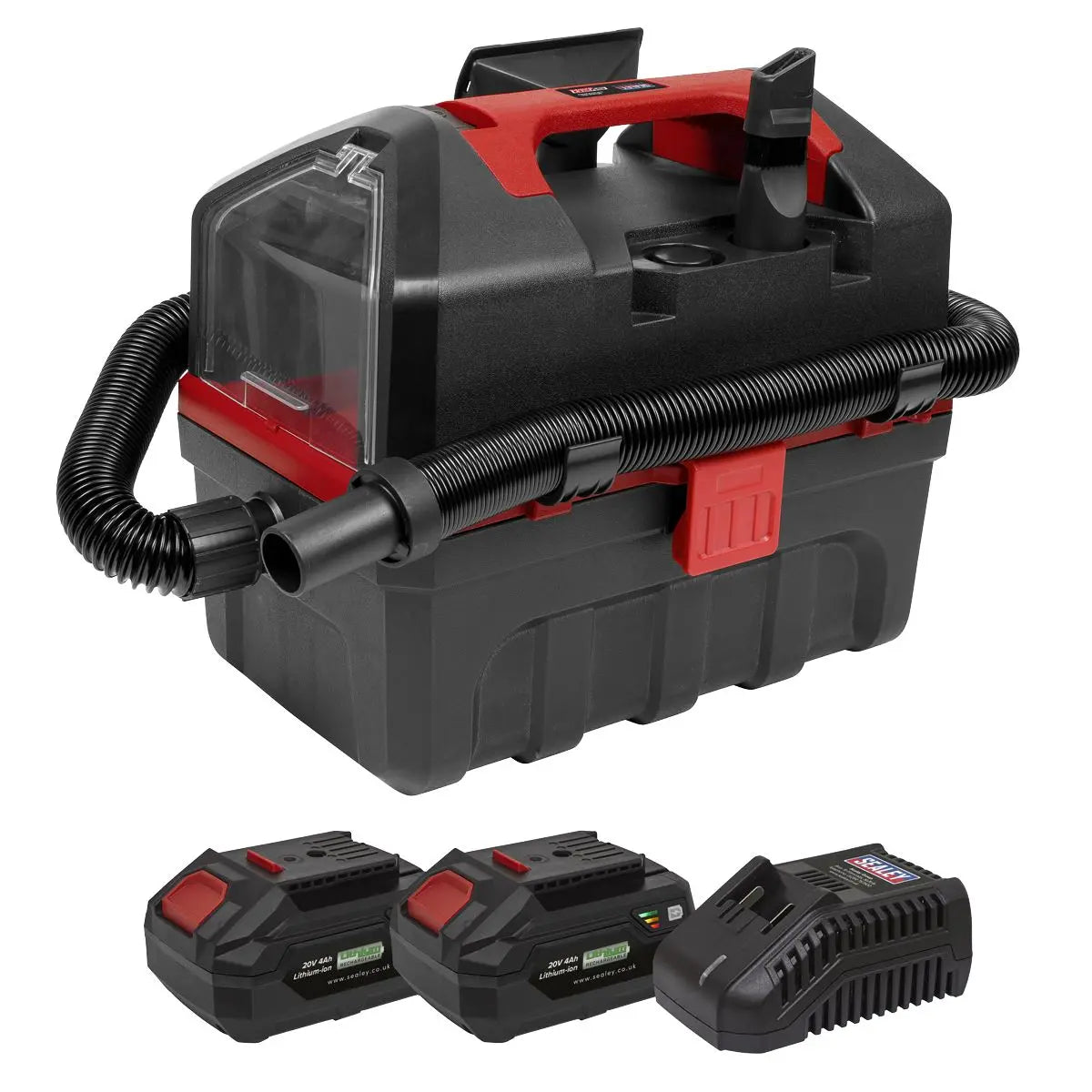 Sealey Cordless Wet & Dry Vacuum Kit 2 Batteries - 20V 4Ah SV20 Series White Rose Tools