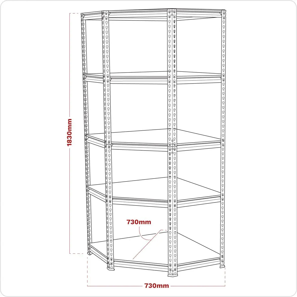 Sealey Corner Racking Unit 5 Level 150kg Capacity Per Level