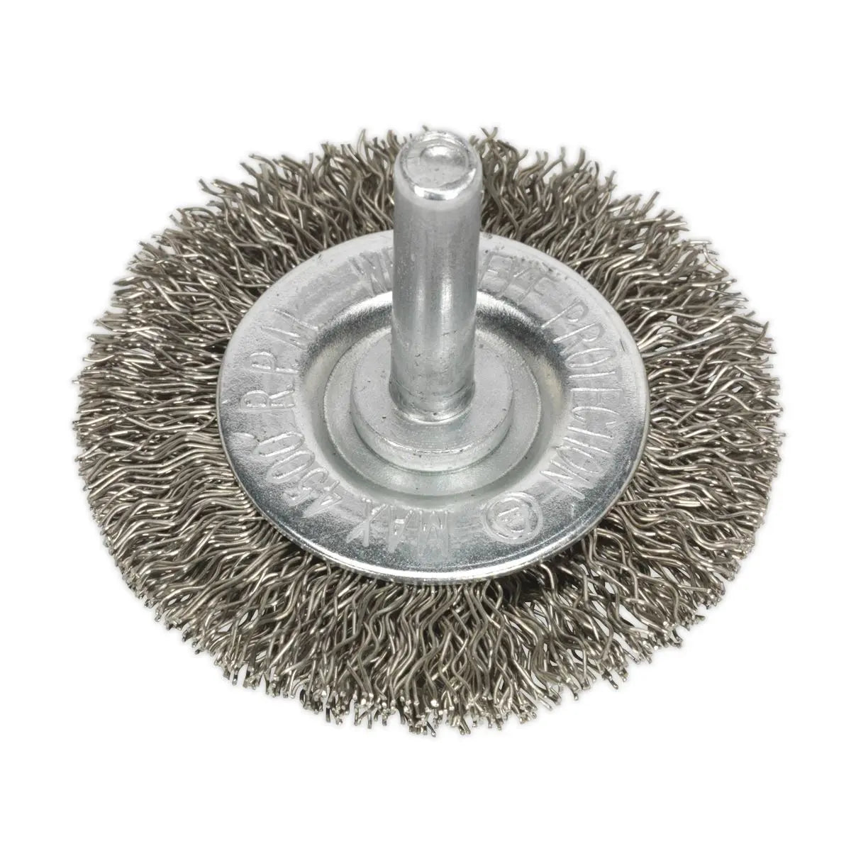 Sealey Crimped Flat Wire Brush Stainless Steel Ø50mm Ø6mm Shaft
