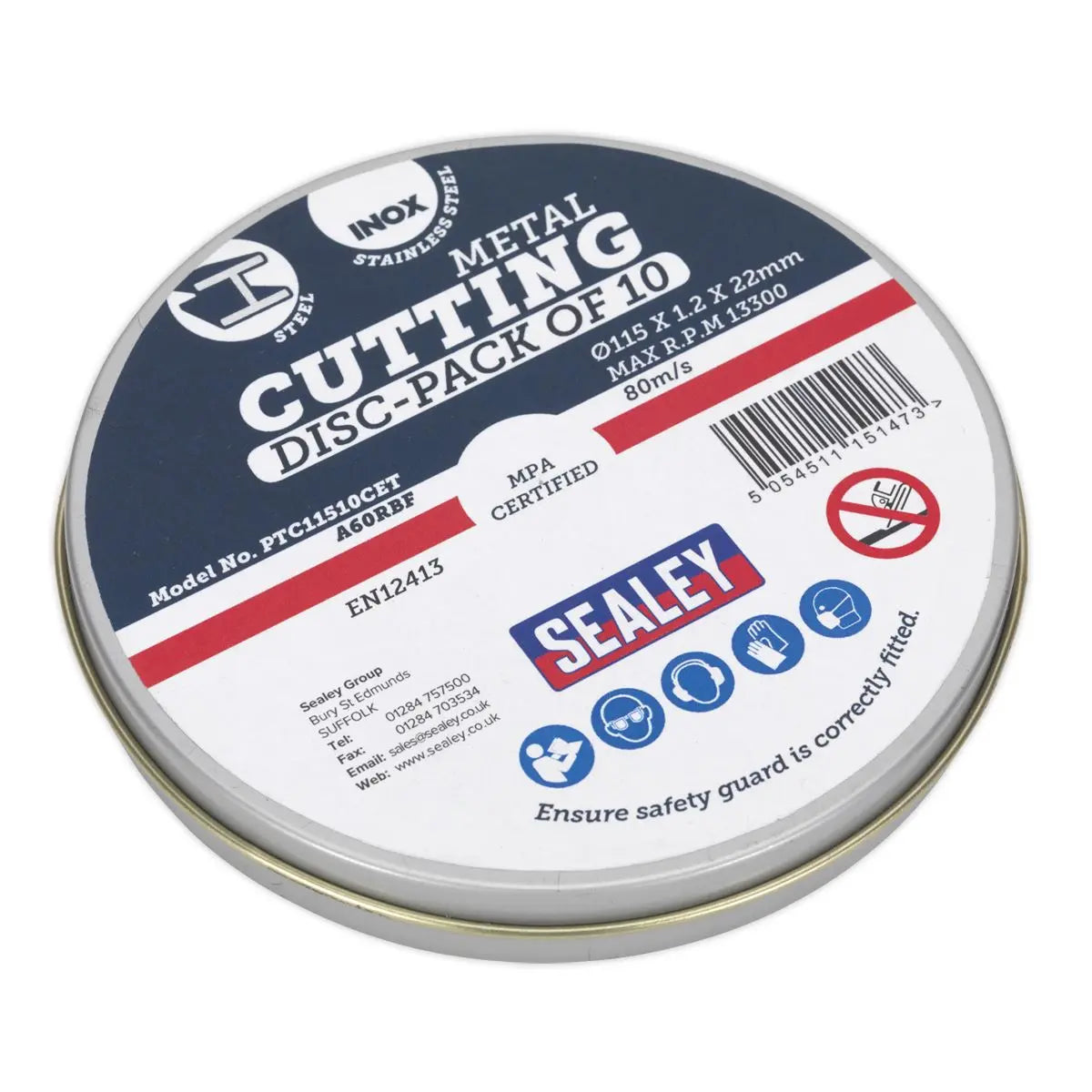 Sealey Cutting Disc 115 x 1.2mm Countertop Display Box 10 Packs of 10