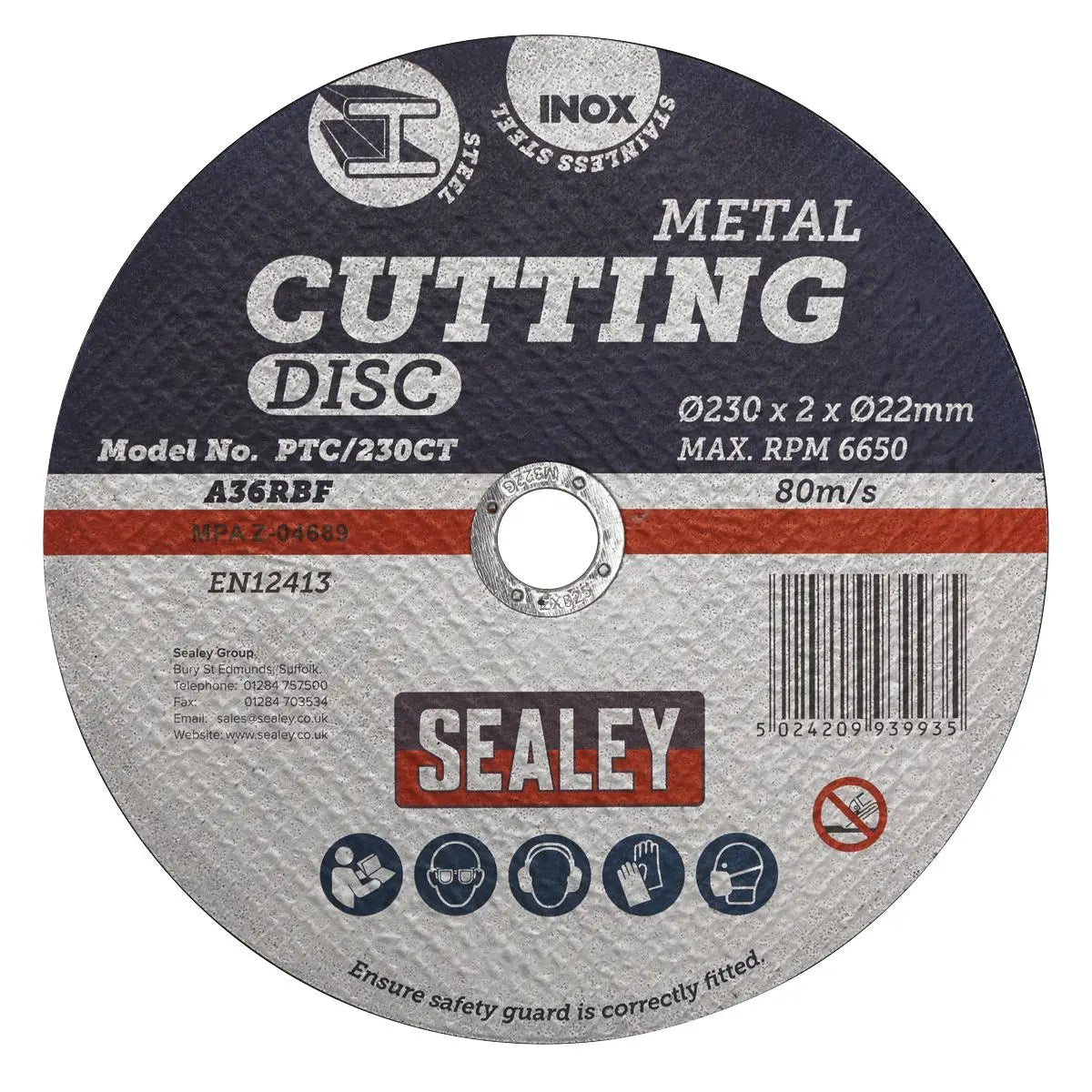 Sealey Cutting Disc Ø230 x 2mm Ø22mm Bore