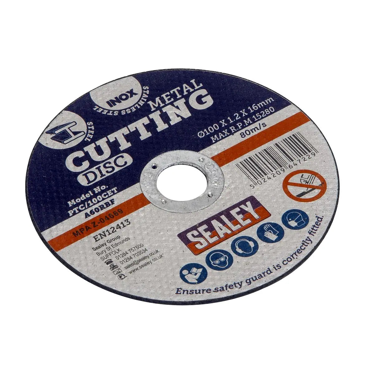Sealey Cutting Disc Pack of 100 Ø100 x 1.2mm Ø16mm Bore
