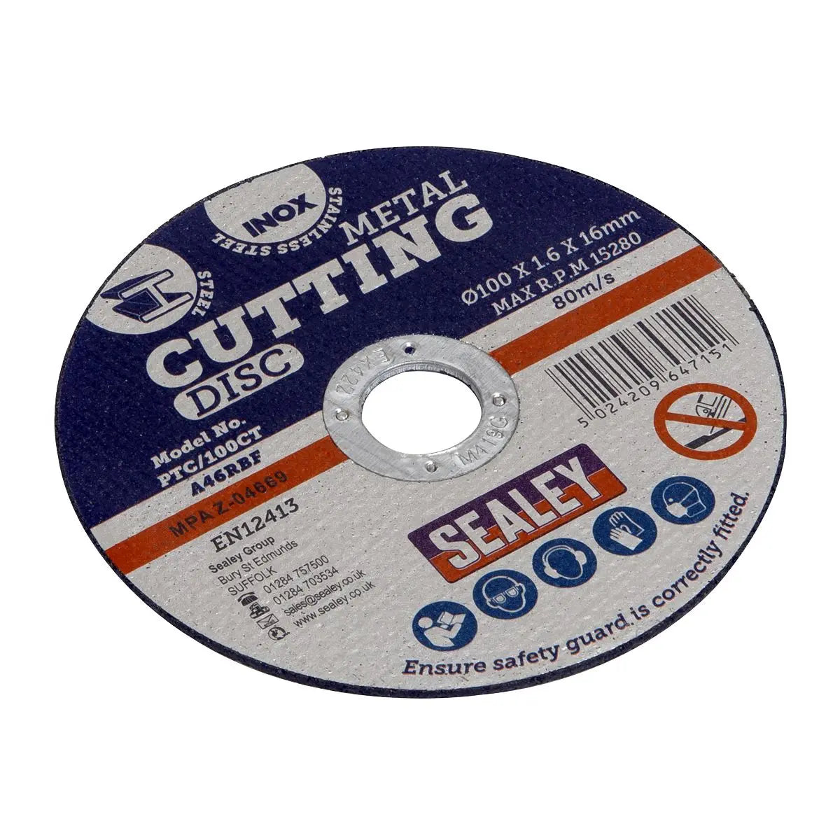 Sealey Cutting Disc Pack of 50 Ø100 x 1.6mm Ø16mm Bore